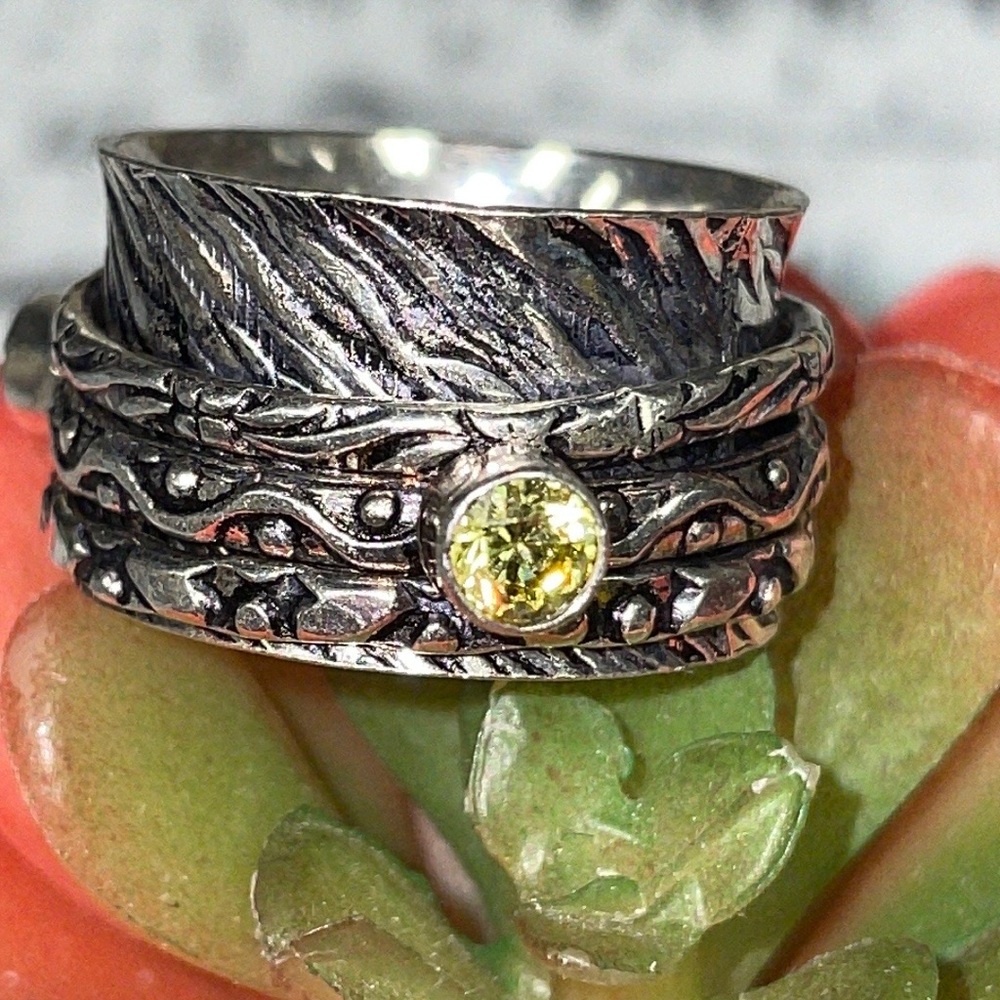 3 Stone Spinner Ring - image 3